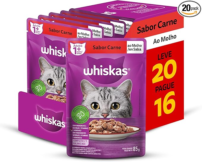 Pack Ração Úmida Whiskas Sachê Carne