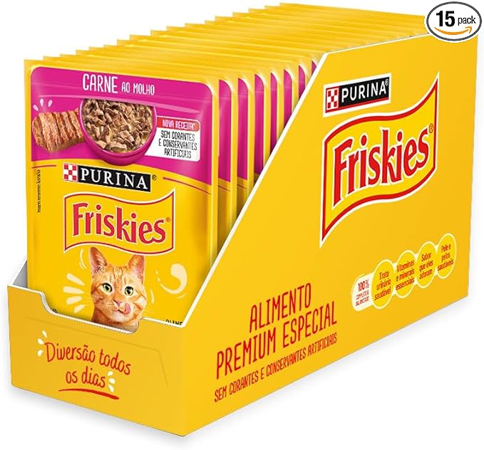 Pack Nestlé Purina Friskies Ração Úmida com 15 Sachês